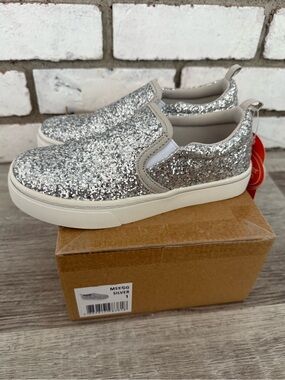 wonder nation Silver Glitter Slip-On Sneakers for Kids